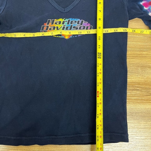 Vintage Harley Davidson Rainbow Tie Dye Cropped Tee Shirt Size M - Picture 5 of 6